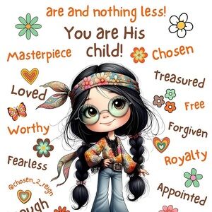 Floral Kids Doll with Black Hair